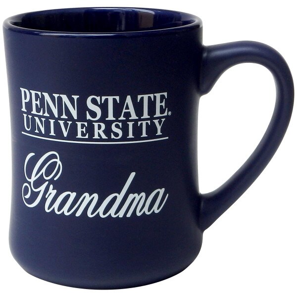 cobalt blue matte finish mug with white Penn State University over script Grandma